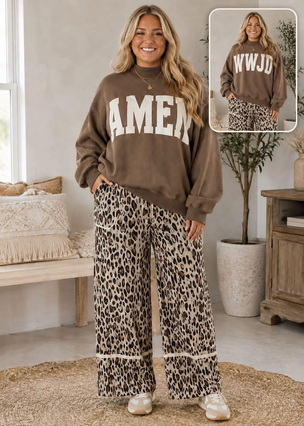 *PREORDER* Plus+ Khaki Exposed Seam Leopard Pants