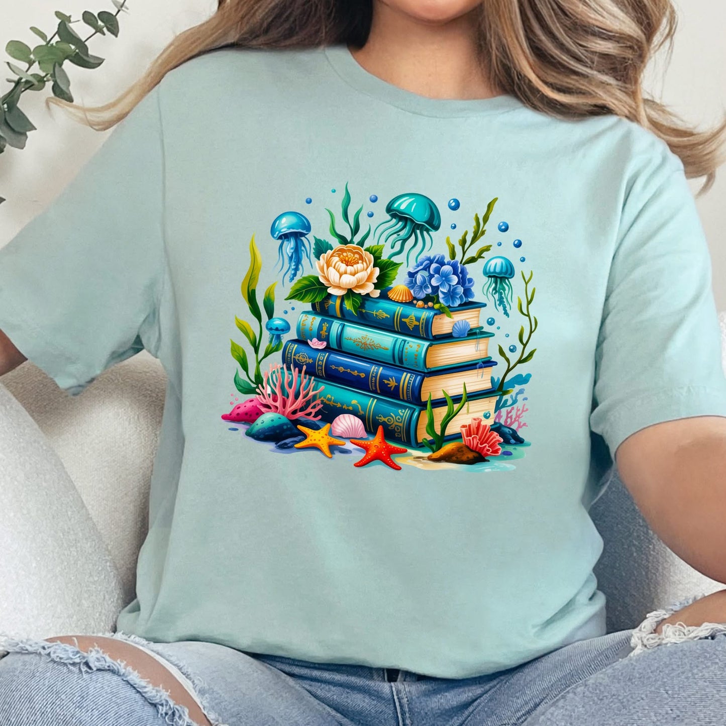 Nautical Floral Books Graphic Tee