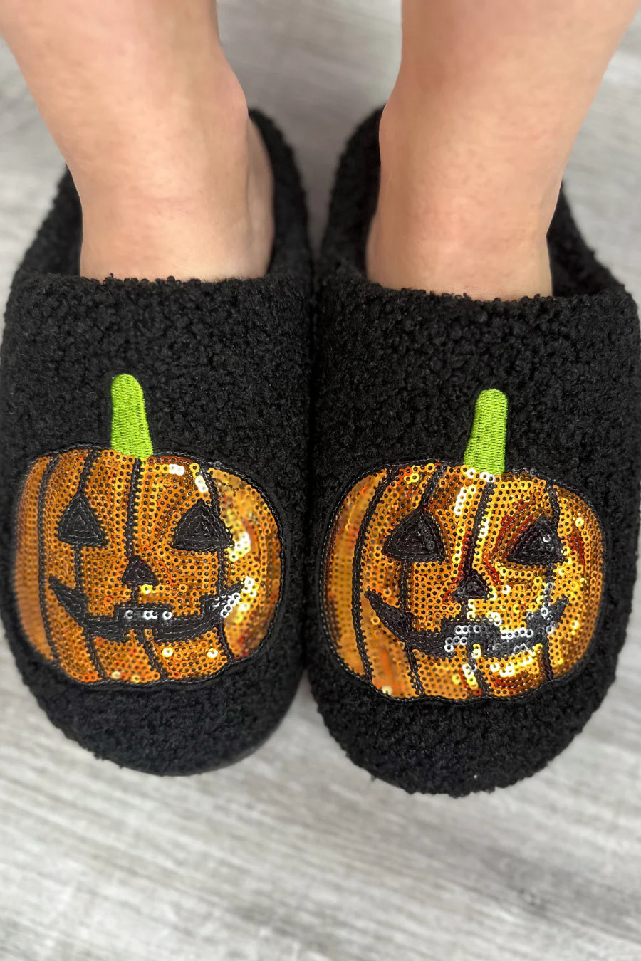 Sequin Pumpkin Slippers