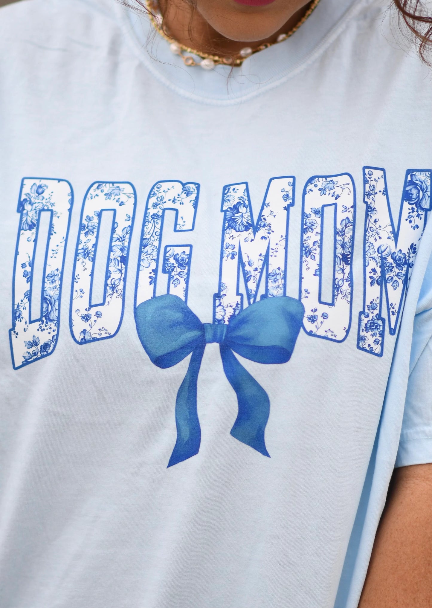 Floral Dog Mom Bow Graphic Tee