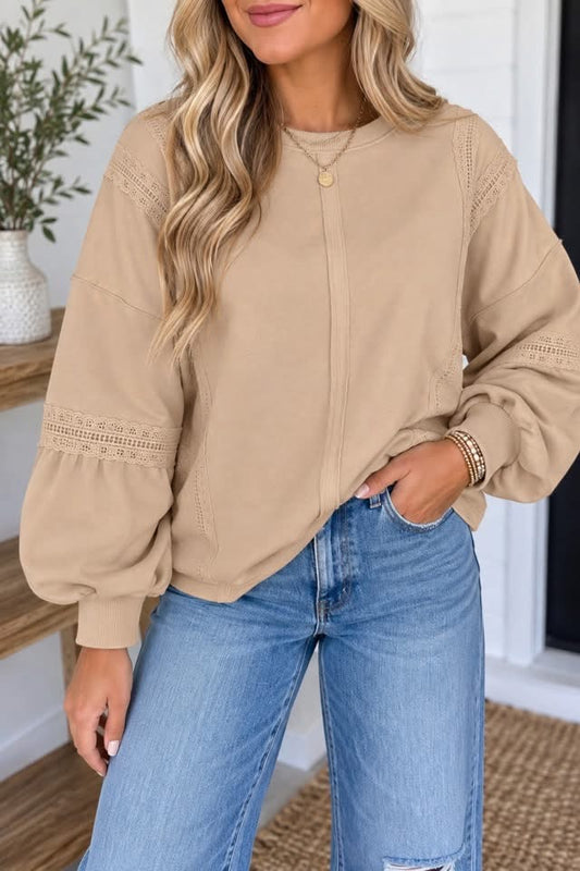 *PREORDER* Beige Raw Seam Casual Sweatshirt