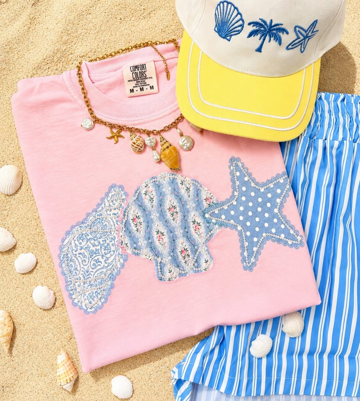 Floral Girly Seashells Graphic Tee