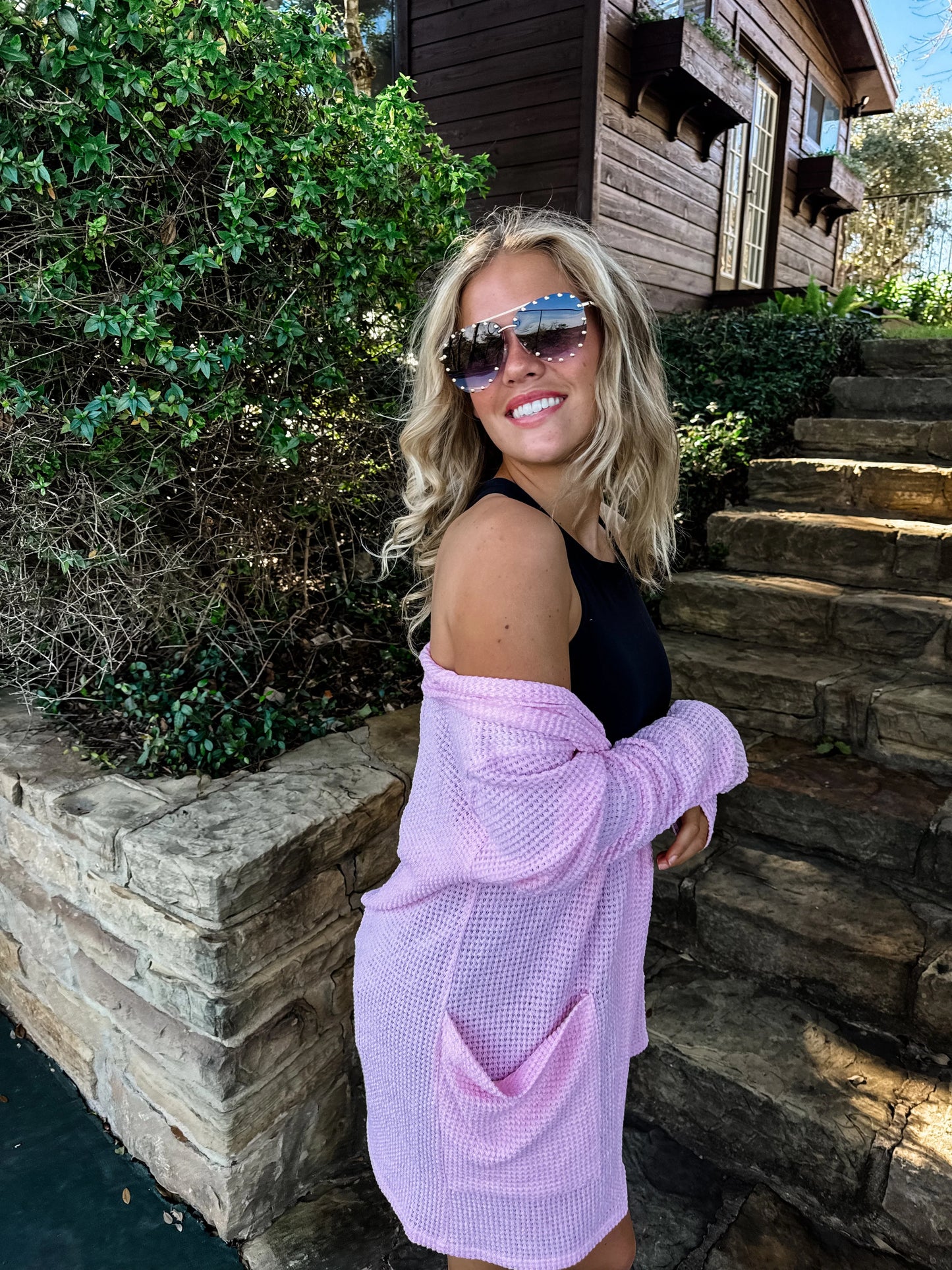 Powder Pink Thumbhole Cardigan