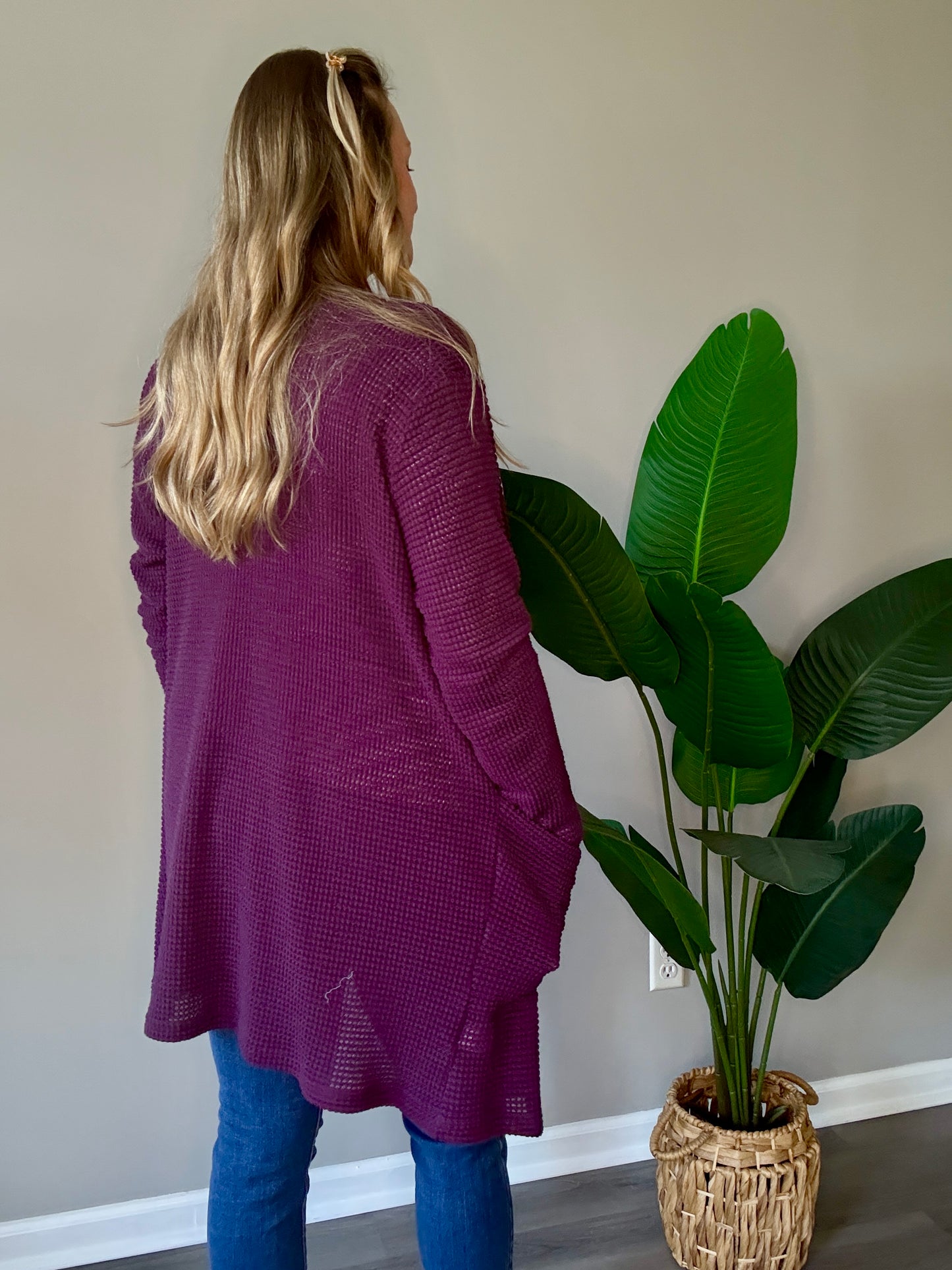 Purple Thumbhole Cardigan Plus+