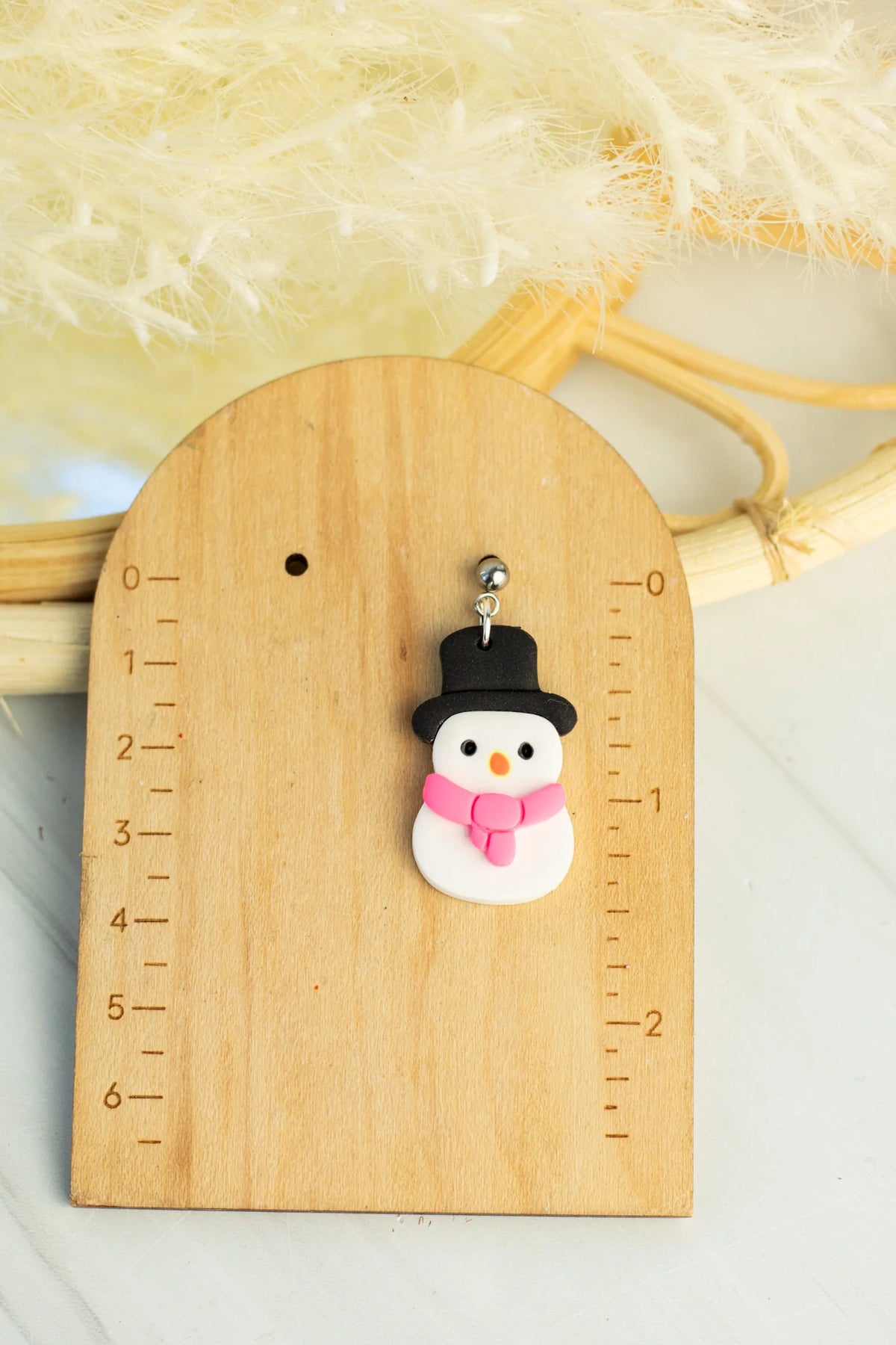 *PREORDER* Pink Scarf Snowman Earrings
