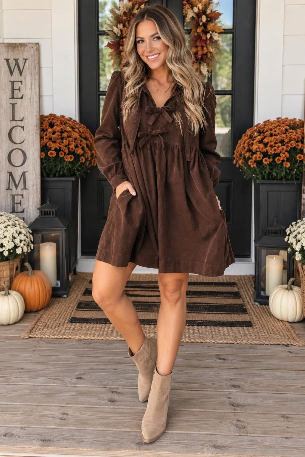 *PREORDER* Bow Knot Corduroy Dress
