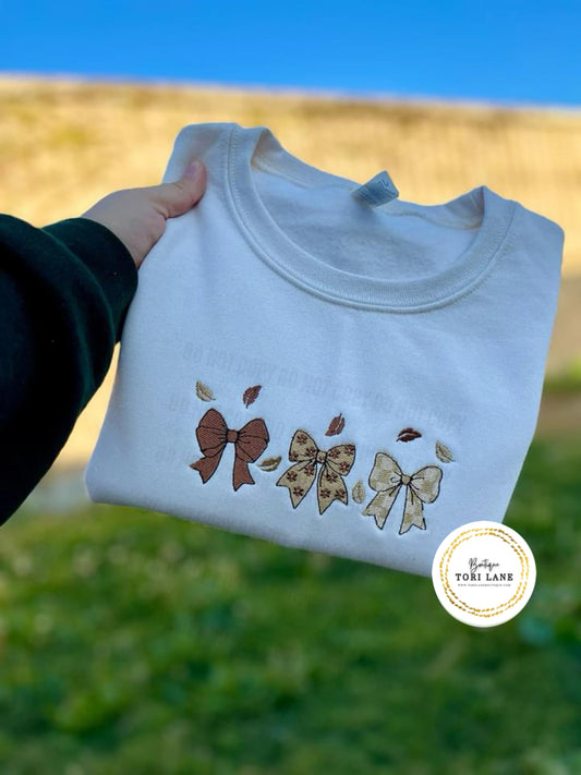 Embroidered Fall Bows Sweatshirt