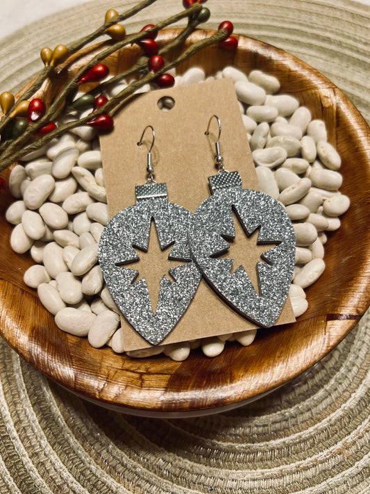 Glitter Christmas Ornament Earrings