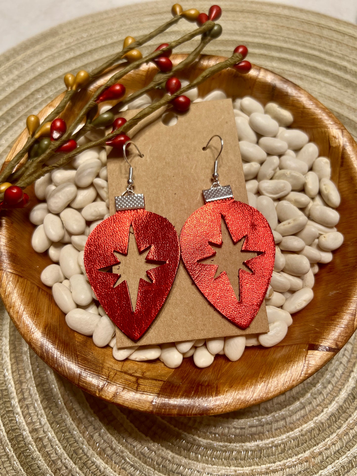 Red Christmas Ornament Earrings