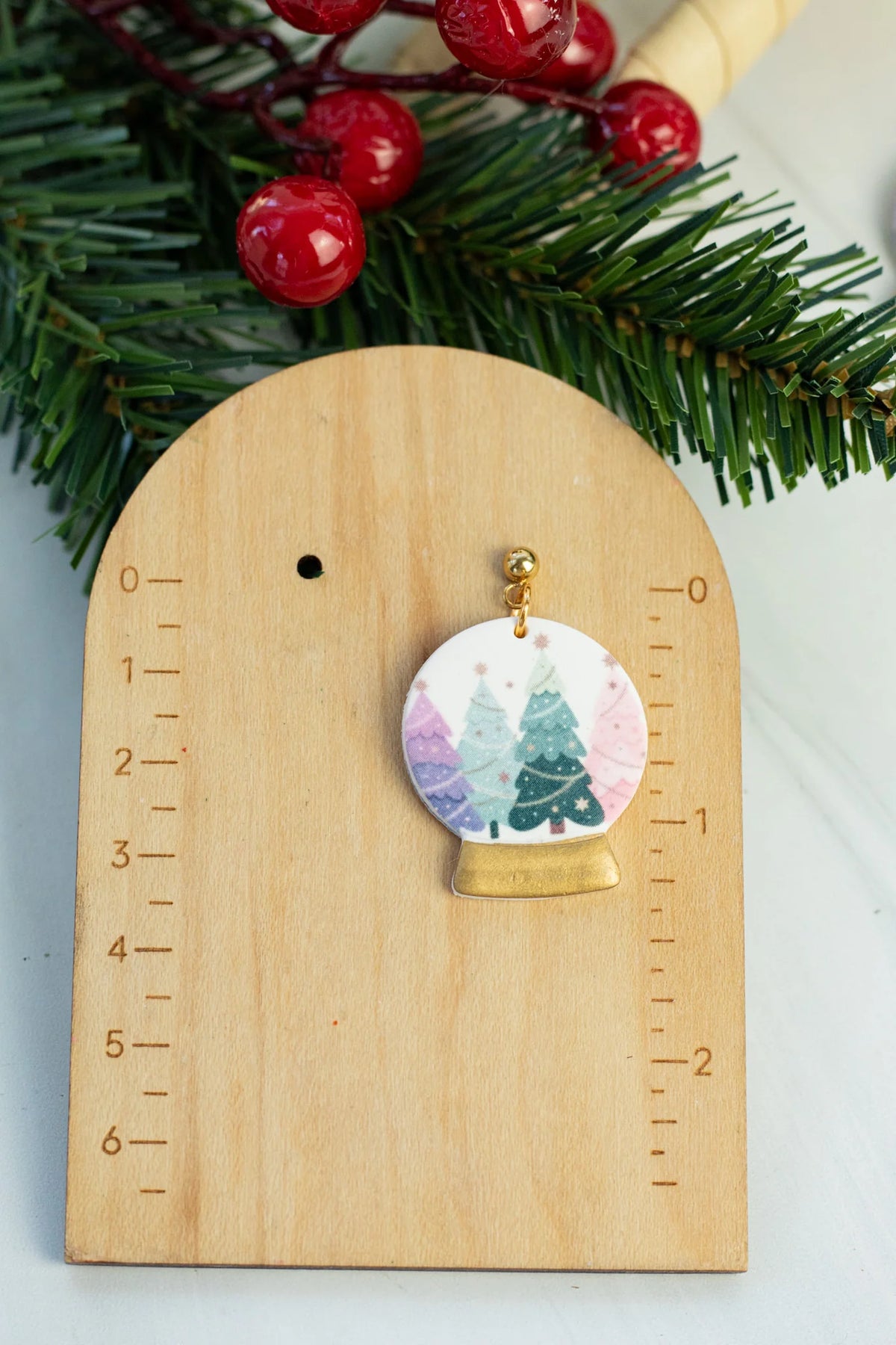 *PREORDER* Printed Snowglobe Dangle Earrings