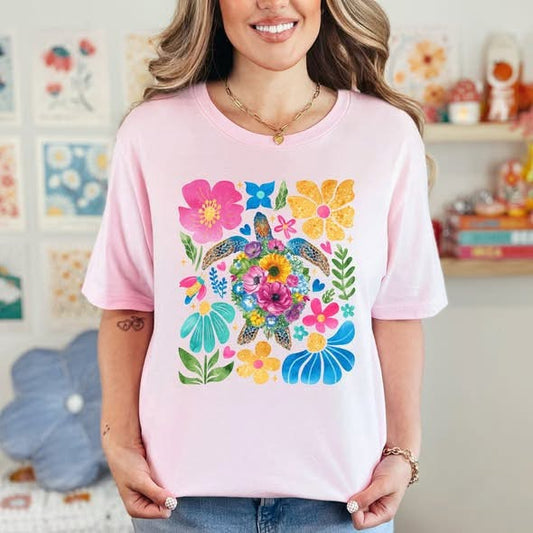 Boho Summer Turtle Graphic Tee