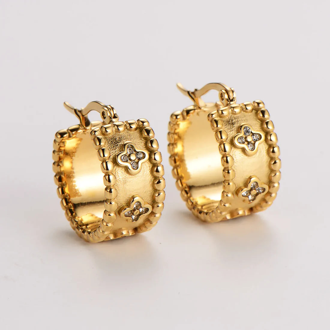 Clover Hoop Gold Earrings