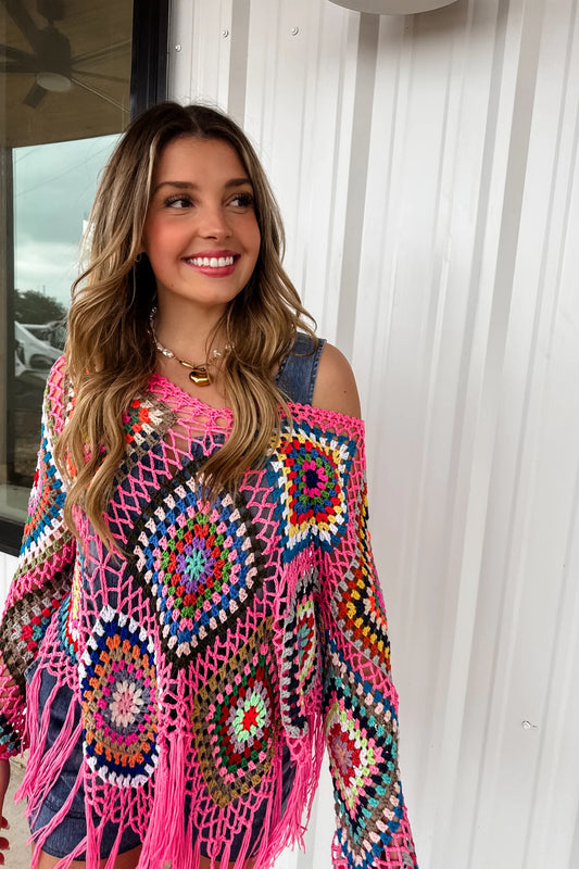 Boho Crochet Knit Top