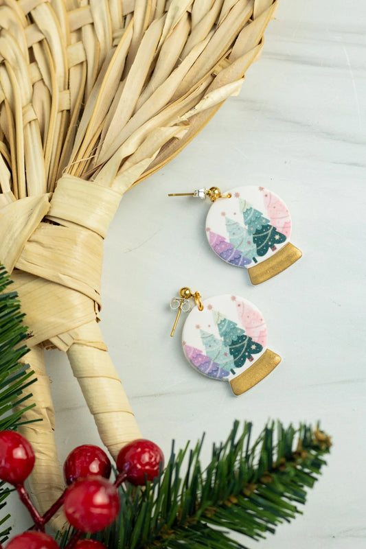 *PREORDER* Printed Snowglobe Dangle Earrings