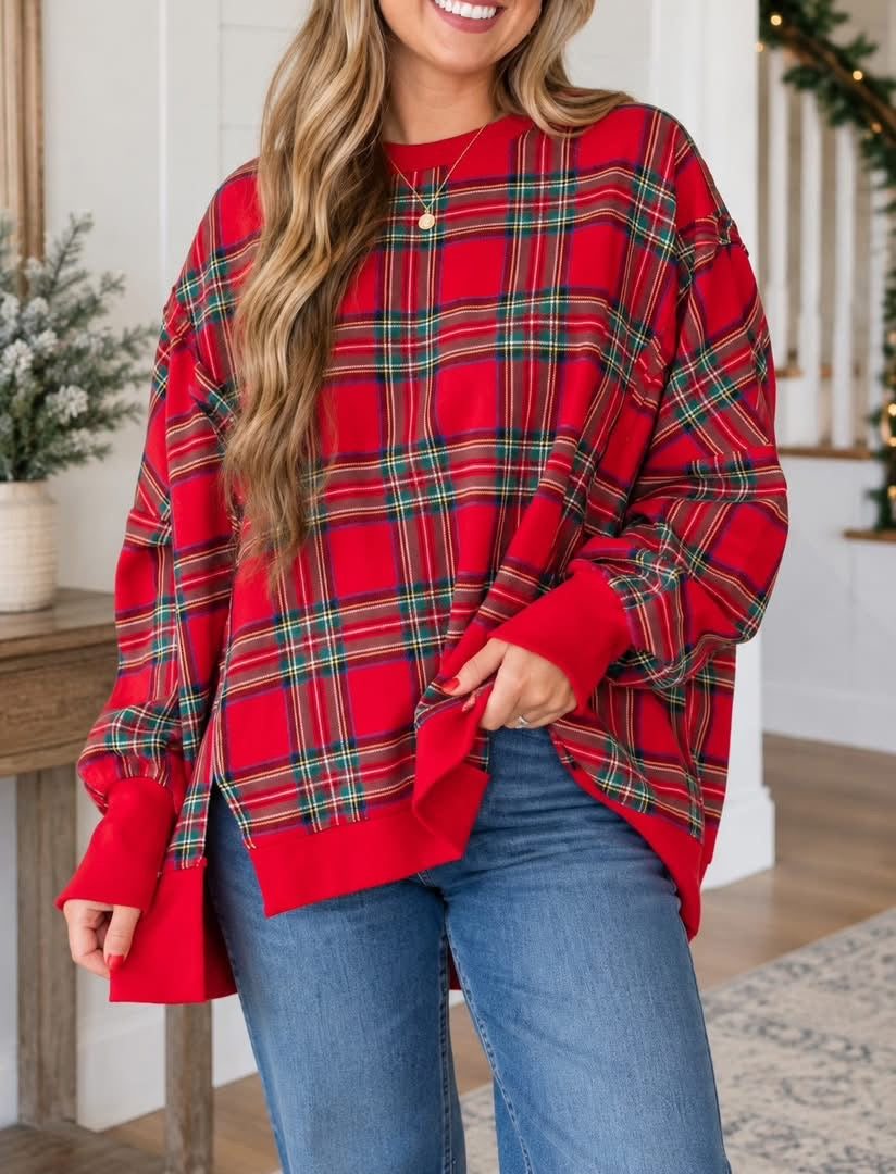*PREORDER* Plus+ Red Plaid Sweatshirt