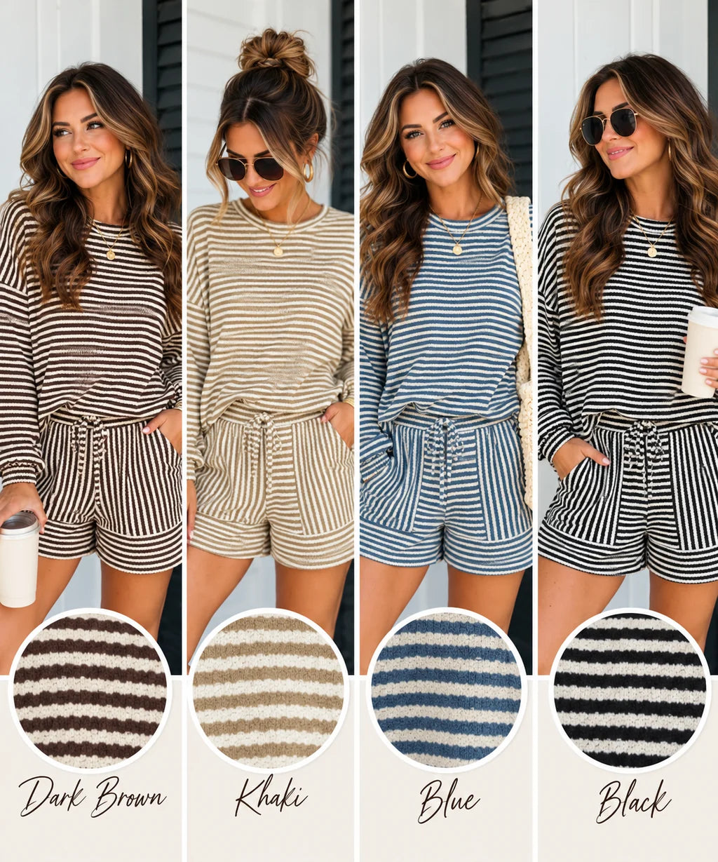 *PREORDER* Stripe Textured Long Sleeve Set