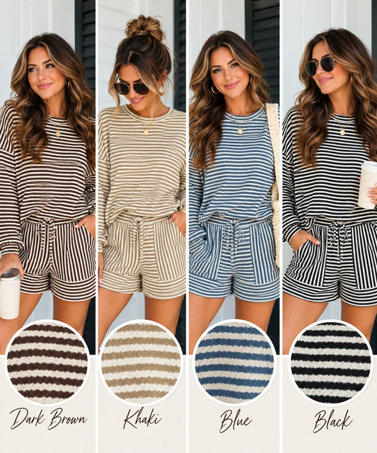*PREORDER* Stripe Textured Long Sleeve Set
