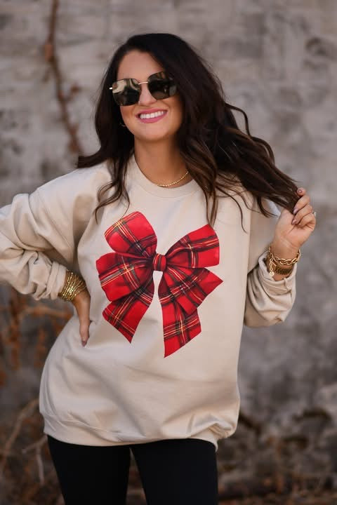 Christmas Bow Graphic Sweatshirt