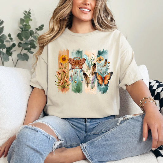 Boho Brushstroke Butterfly Graphic Tee