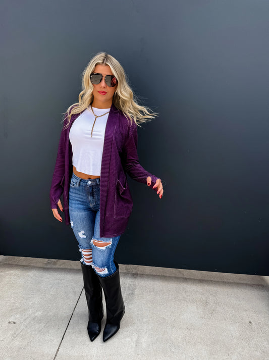 Purple Thumbhole Cardigan