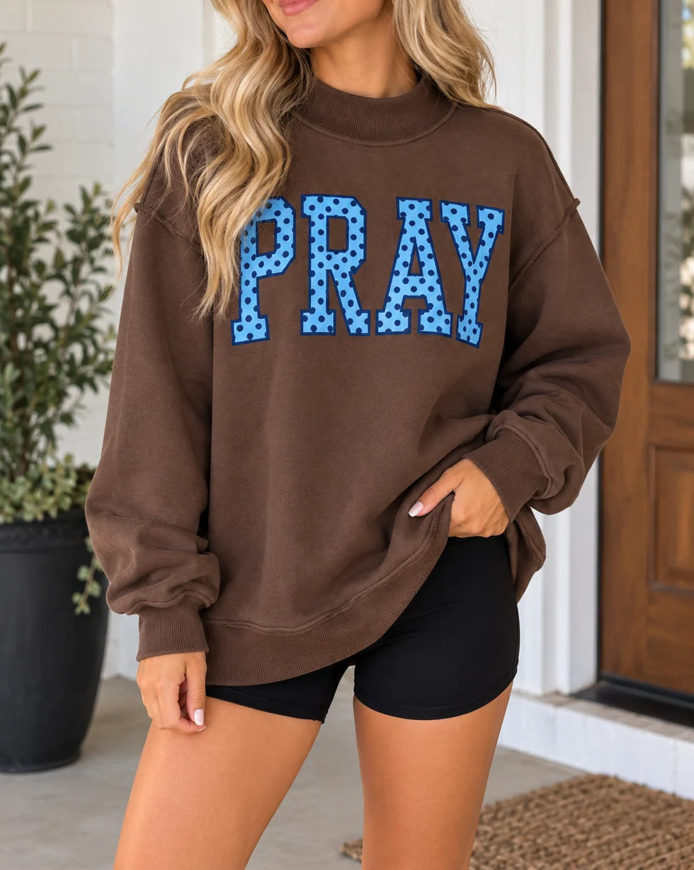 *PREORDER* PRAY Polka Dot Embroidered Sweatshirt