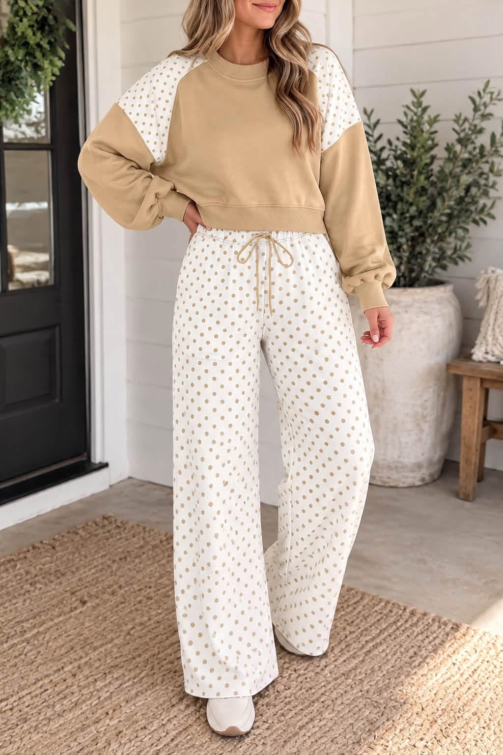 *PREORDER* PLUS+ Khaki Polka Dot Set