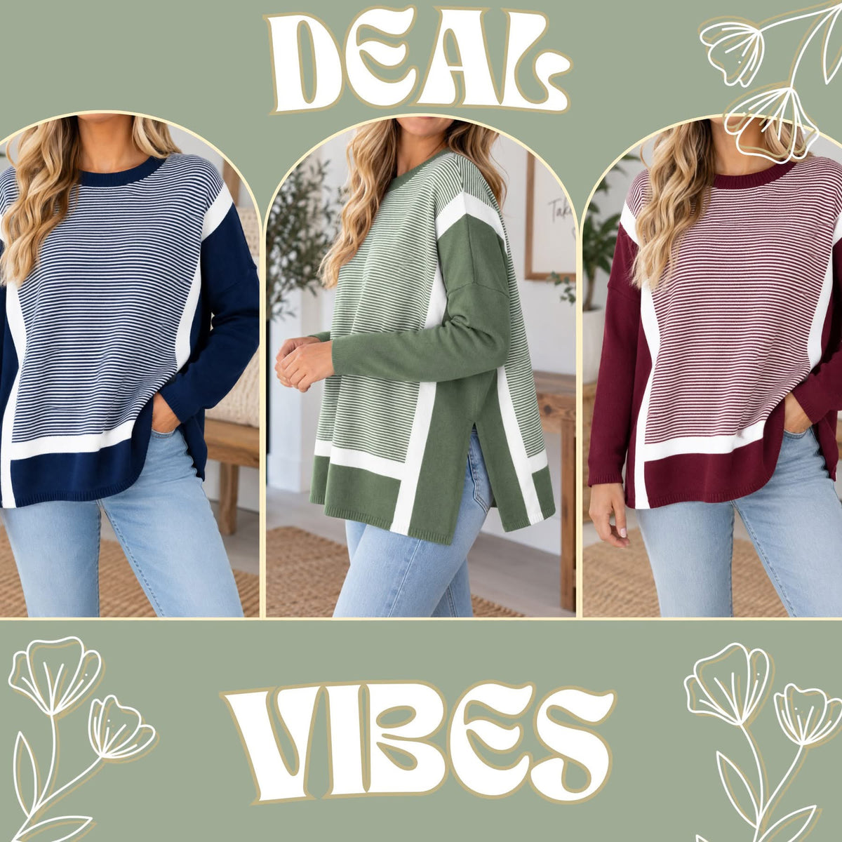 *PREORDER* Stripe Colorblock Tunic Sweater