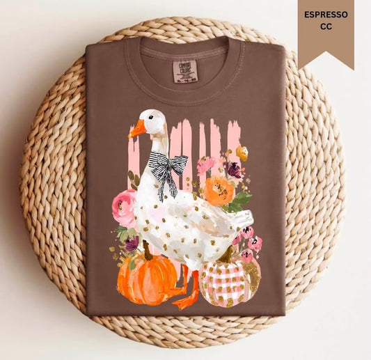 Stripe Pumpkin Goose Graphic Tee