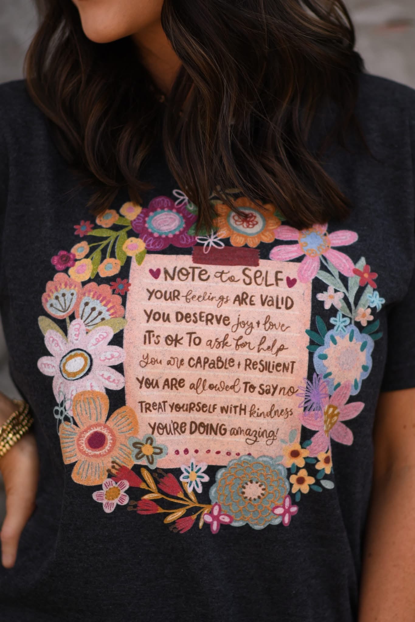 Note To Self Floral Graphic Tee