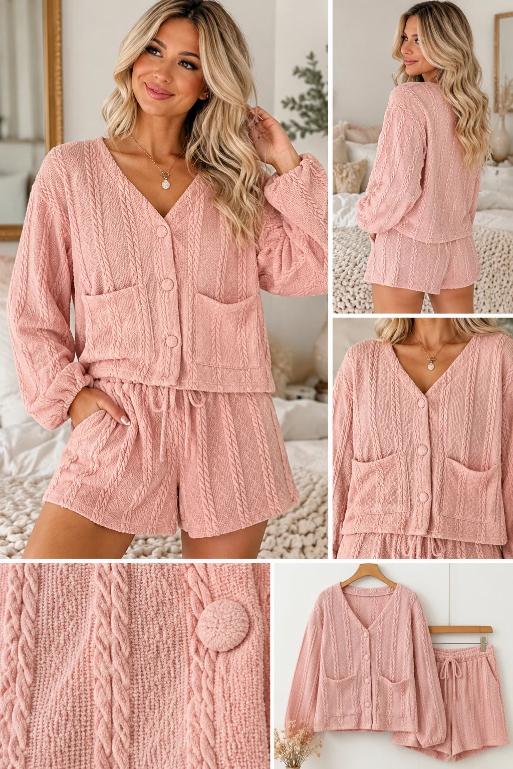 *PREORDER* Pink Cable Knit Set