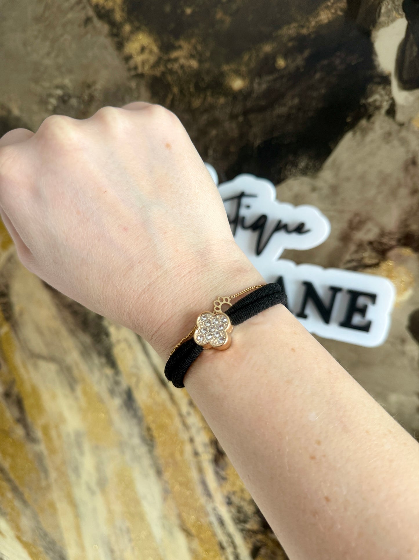 Gold Four Leaf Hair Tie