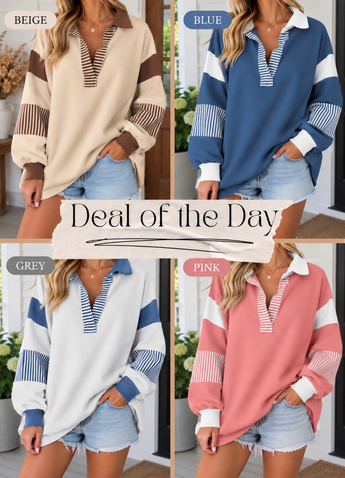 *PREORDER* Striped Colorblock Sweatshirt