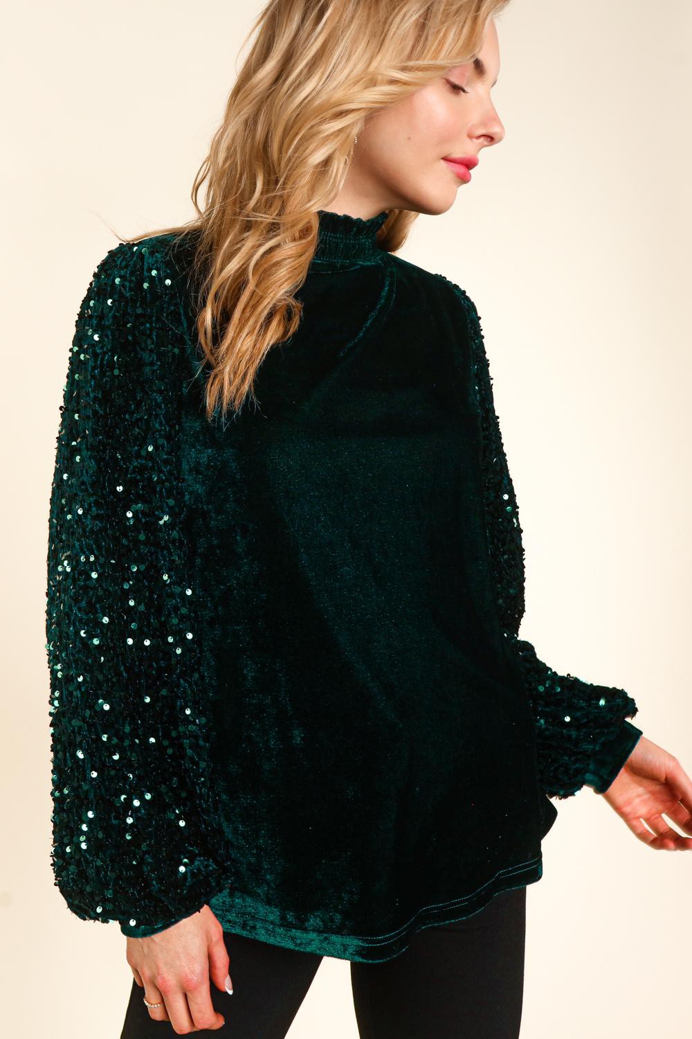 Holiday Velvet Sequin Top