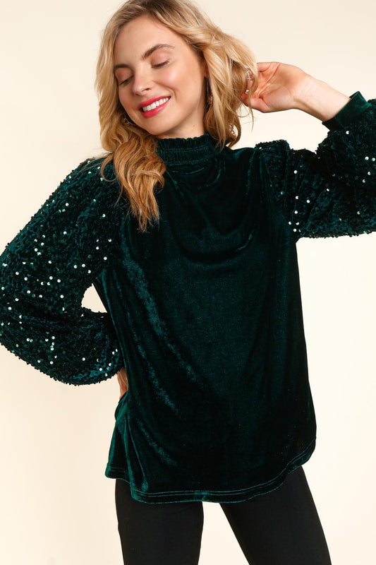 Holiday Velvet Sequin Top Plus+