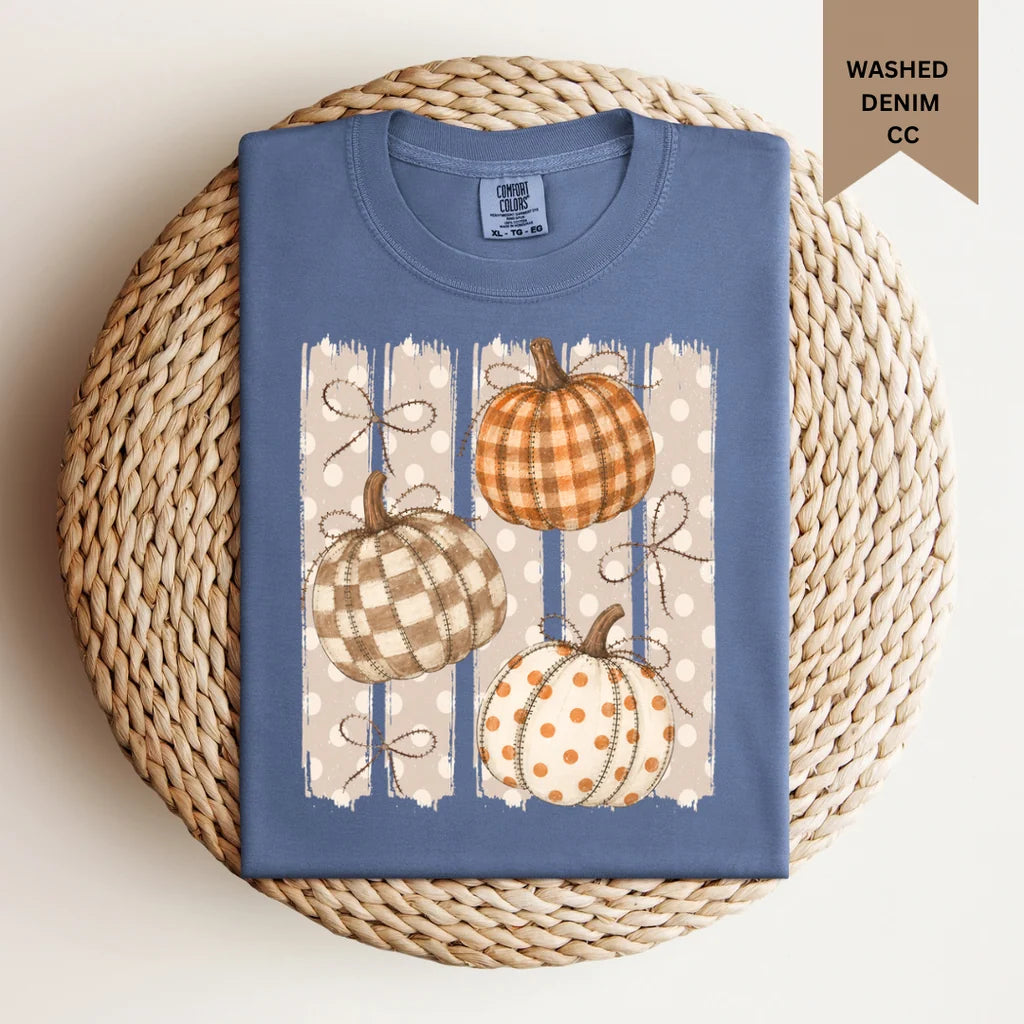 Multiprint Checkered Pumpkin Graphic Tee
