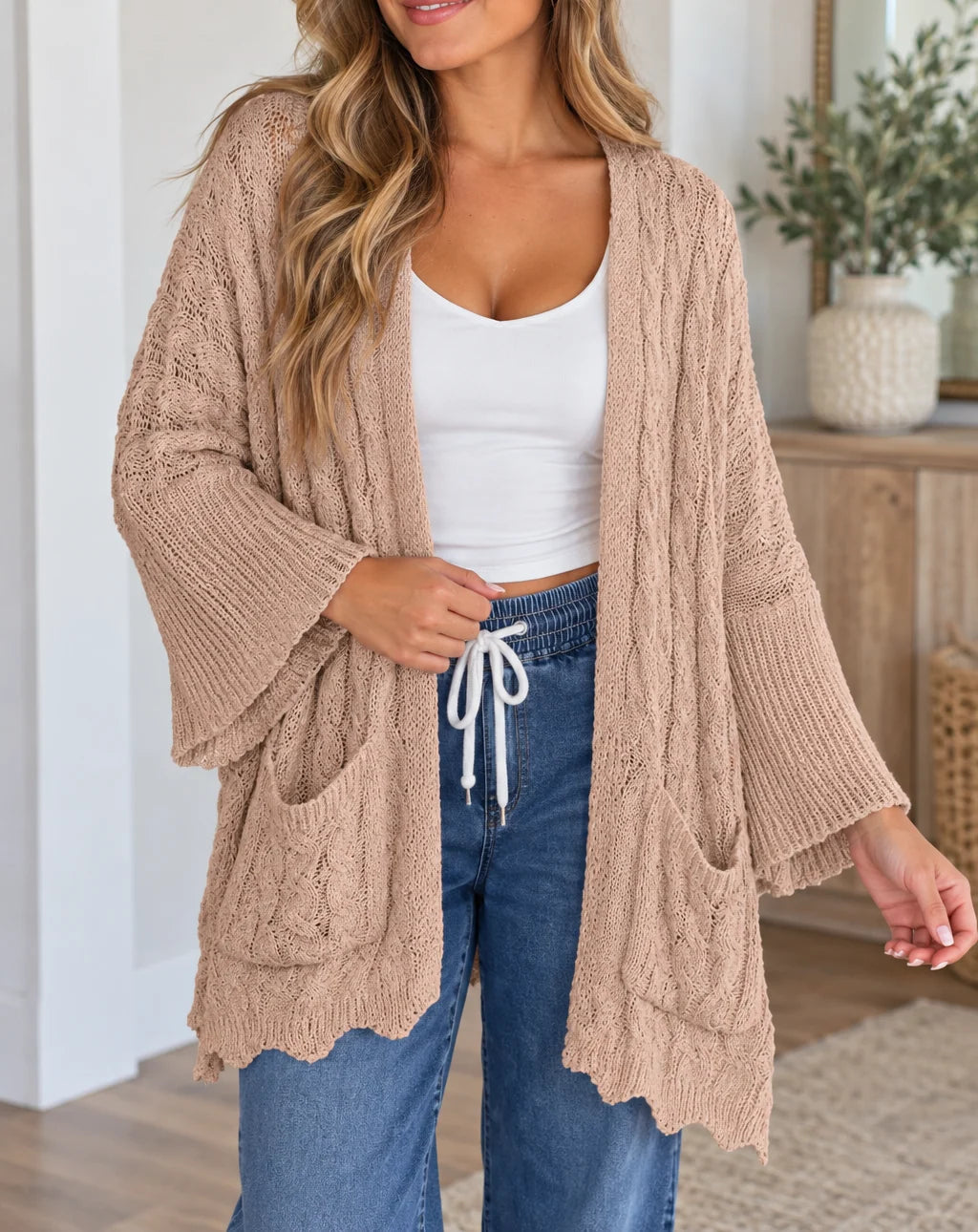 *PREORDER* Crochet Knit Open Cardigan
