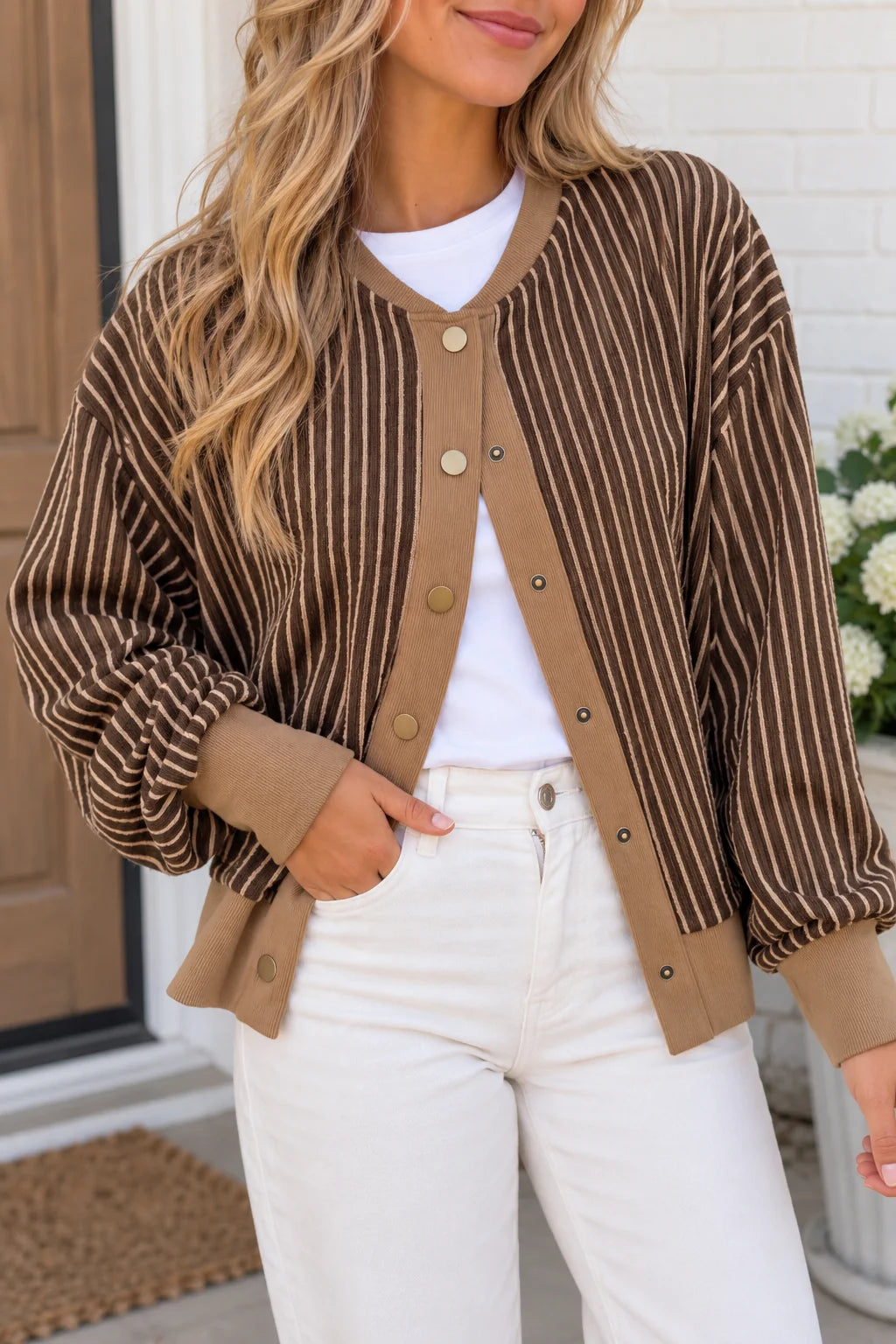 *PREORDER* Stripe Trim Cardigan