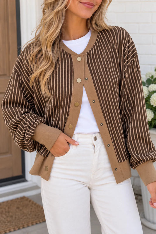 *PREORDER* Stripe Trim Cardigan