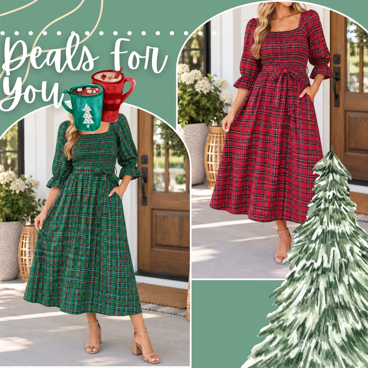 *PREORDER* Plaid Knot Midi Dress