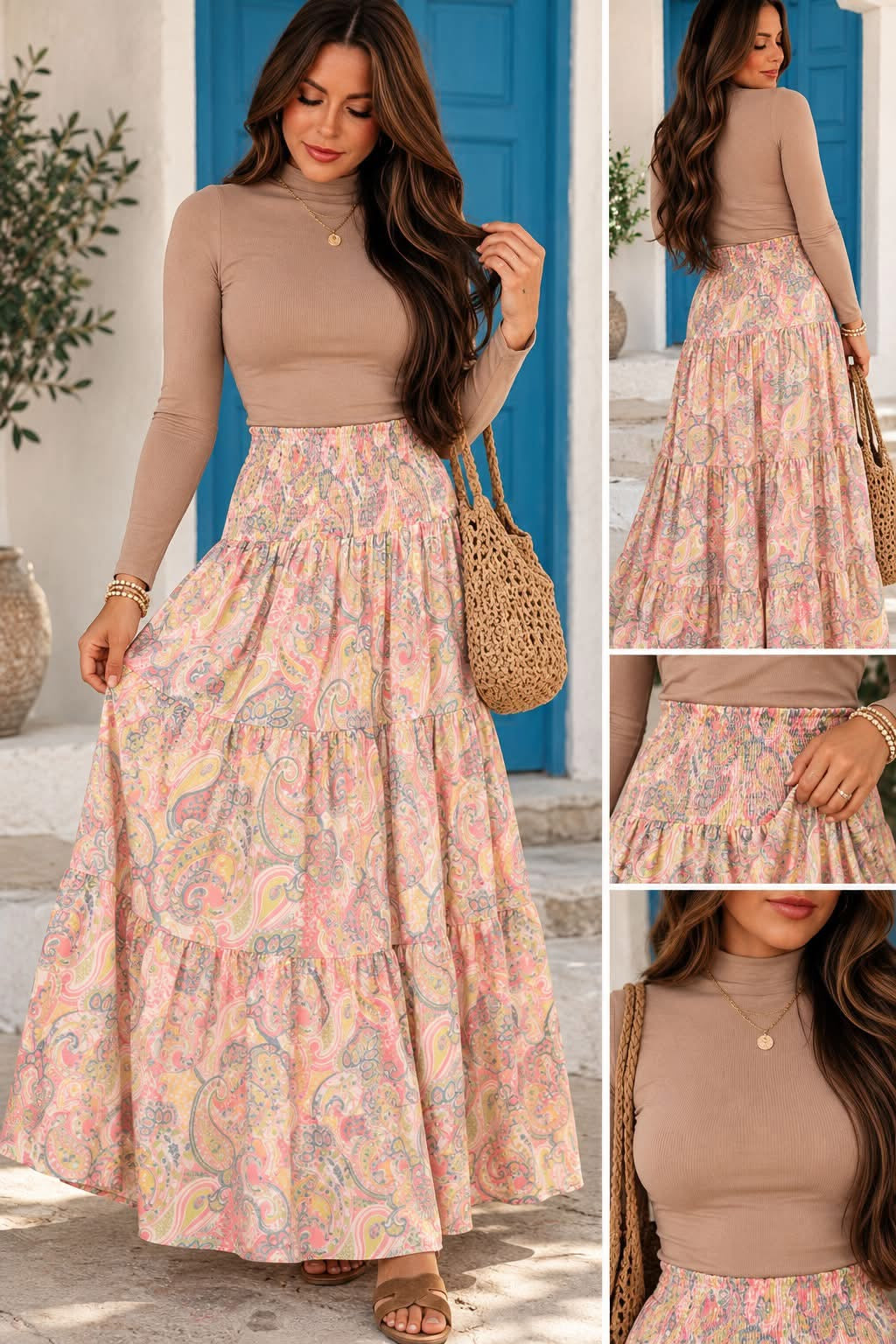 *PREORDER* Pink Boho Paisley Skirt