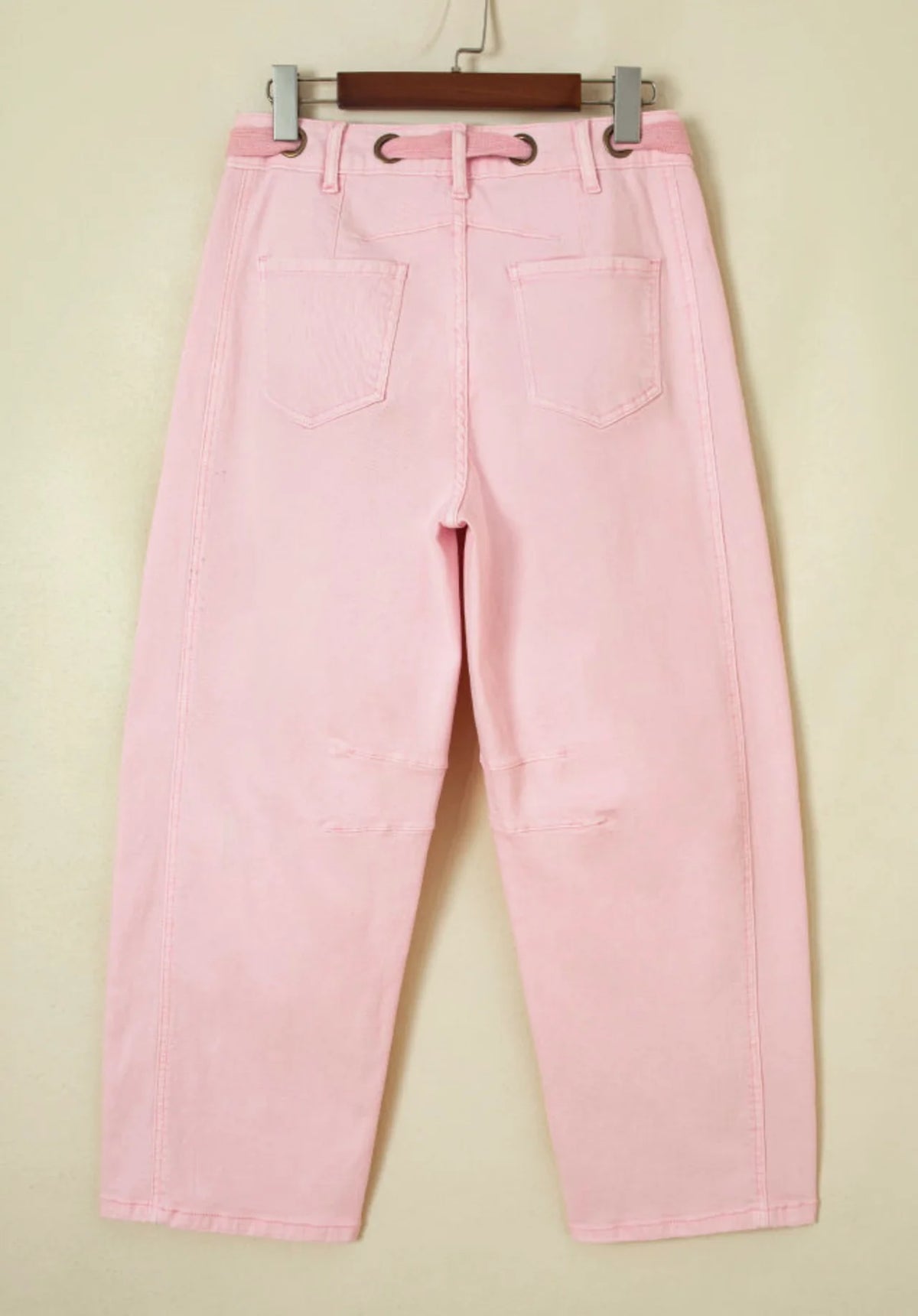 *PREORDER* Pink Tie-Waist Barrel Jeans