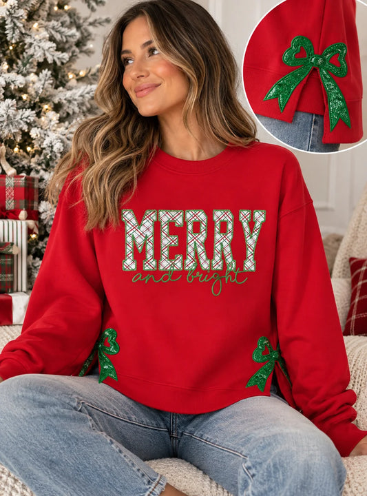 *PREORDER* Merry & Bright Embroidered Sequin Sweatshirt