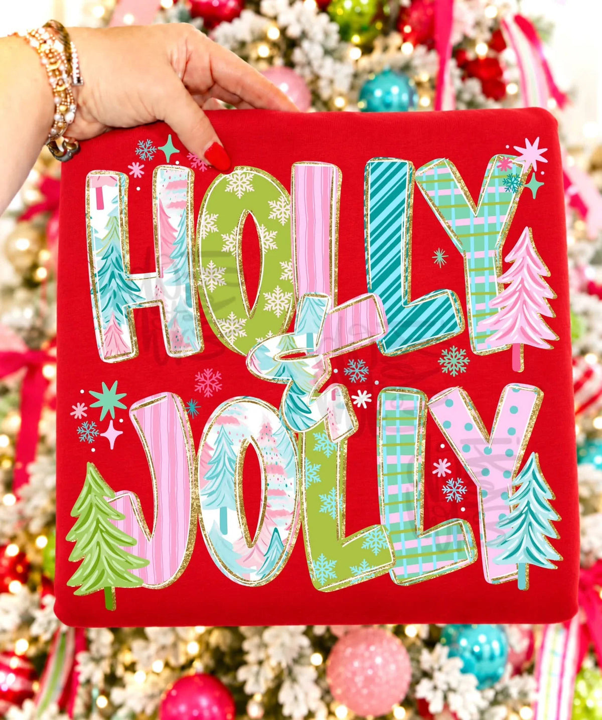 Holly Jolly Wrapping Paper Fill Graphic Tee/Sweatshirt