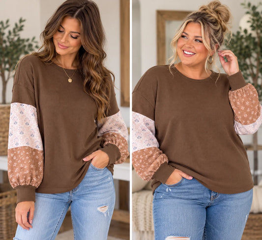 *PREORDER* Waffle Knit Patchwork Top