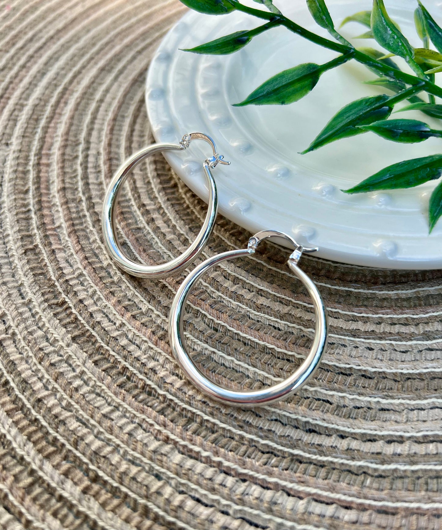 Simple Silver Hoop Earrings